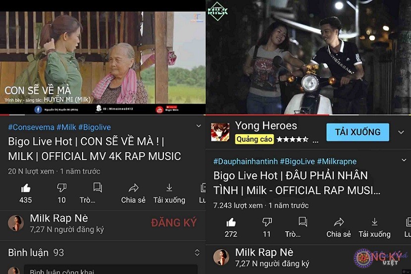 "Mọi người hãy ủng hộ kênh youtube Milk Rap Nè của Huyền Mi nhé!"